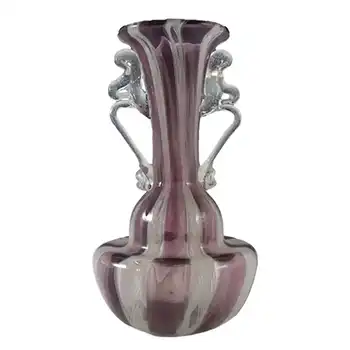 (image for) Murano 1950's Zanfirico Lattice Filigree Glass Vase #3