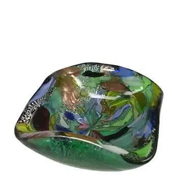 (image for) AVEM Murano Zanfirico Bizantino / Tutti Frutti Green Glass Bowl