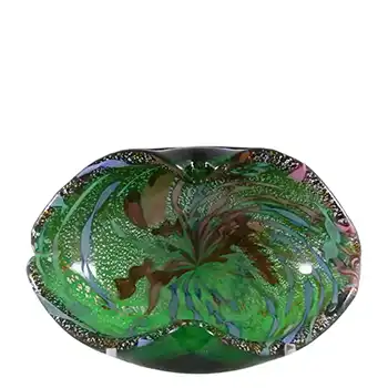 (image for) AVEM Murano Zanfirico Bizantino / Tutti Frutti Green Glass Bowl
