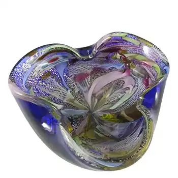 (image for) AVEM Murano Zanfirico Bizantino / Tutti Frutti Blue Glass Bowl
