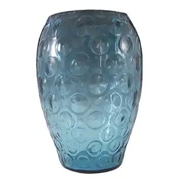 (image for) Borske Sklo 1950's Blue Glass Optical 'Olives' Vase