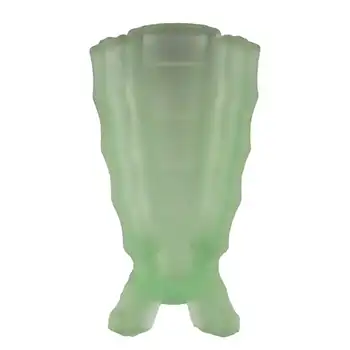 (image for) Bagley #3007 Art Deco 4.25" Uranium Green Glass 'Bamboo' Vase