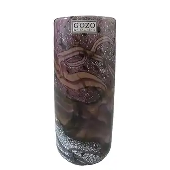 (image for) SIGNED Gozo Maltese Purple Glass 'Seashell' Cylinder Vase, Labelled