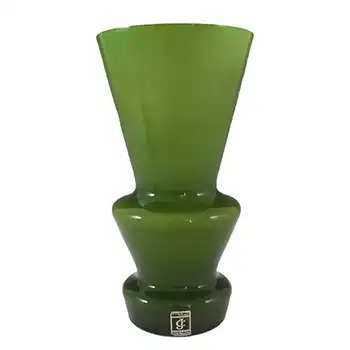 (image for) Lindshammar / Alsterbro / JC Swedish Green Hooped Glass Vase