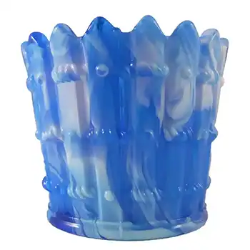 (image for) Victorian 1890's Blue Malachite/Slag Glass Bowl/Spill Vase