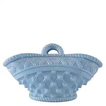 (image for) Antique 1890's Victorian Blue Milk Glass Basket Bowl