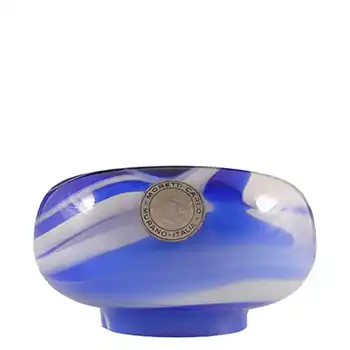 (image for) Carlo Moretti Marbled Blue & White Murano Glass Bowl