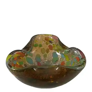 (image for) Murano Venetian Amber Glass Silver Leaf Bowl/Ashtray