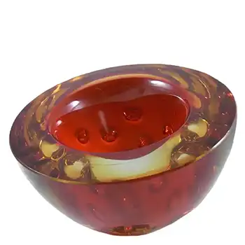 (image for) Galliano Ferro Murano Geode Red & Amber Sommerso Glass Bowl