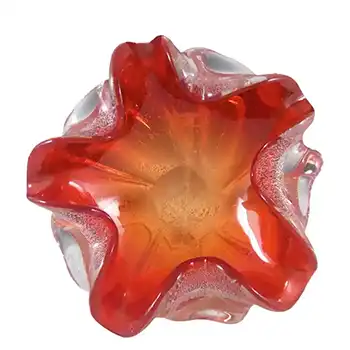 (image for) Murano Venetian Red Glass & Silver Leaf Bowl/Ashtray