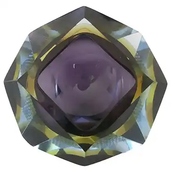 (image for) Murano Faceted Purple & Blue Sommerso Glass Block Bowl