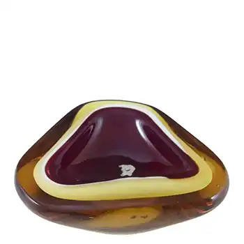 (image for) Murano Geode Red & Amber Sommerso Glass Triangle Bowl