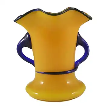 (image for) Czech 1930's/40's Yellow & Blue Glass Tango Vase