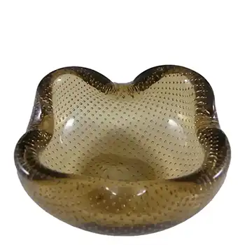 (image for) Venini Murano Amber Glass Bubble Bowl by Carlo Scarpa