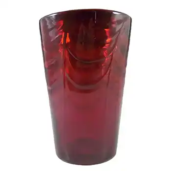 (image for) Whitefriars #8473 Marriott Powell Ruby Red Glass 6" Wave Ribbed Vase