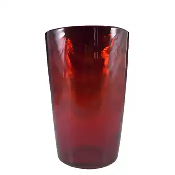 (image for) Whitefriars #8473 Marriott Powell Ruby Red Glass 8" Wave Ribbed Vase