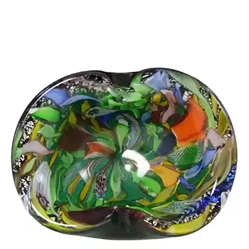 (image for) AVEM Murano Zanfirico Bizantino / Tutti Frutti Green Glass Bowl