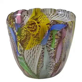 (image for) AVEM Murano Zanfirico Bizantino / Tutti Frutti Red Glass Vase