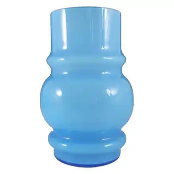 (image for) Lindshammar 1970's Swedish Blue Hooped Glass Vase #1