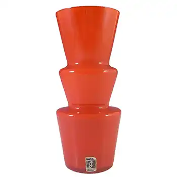 (image for) Lindshammar / Alsterbro / JC Swedish Red Hooped Glass Vase