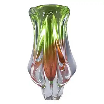 (image for) Chřibská #119/3/24 Green & Orange Glass Vase