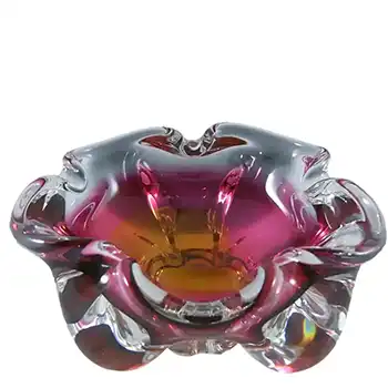 (image for) Chřibská #238/5/14 Czech Pink & Orange Glass Bowl by Josef Hospodka