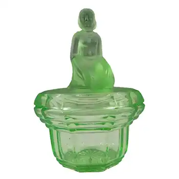 (image for) Art Deco Uranium Green Glass Kneeling Lady Pot / Bowl