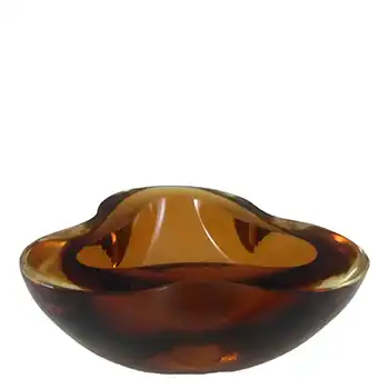 (image for) Murano Geode Brown & Amber Sommerso Glass Triangle Bowl
