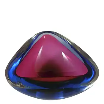 (image for) Murano Geode Pink & Blue Sommerso Glass Triangle Bowl