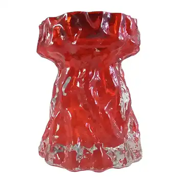 (image for) Ingrid/Ingridglas 1970's Red Glass Bark Textured Vase