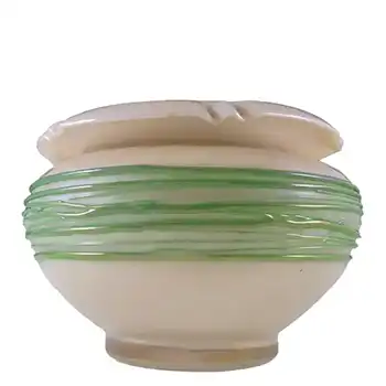 (image for) Art Nouveau Iridescent Green Trailed Glass Antique Vase