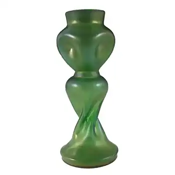 (image for) Welz Art Nouveau Bohemian Iridescent Green Glass Vase