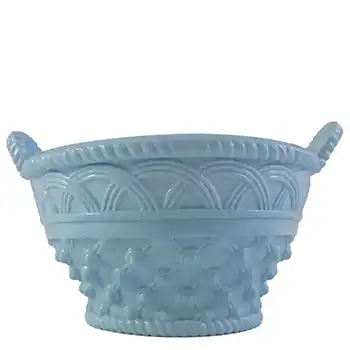 (image for) Antique 1890's Victorian Blue Milk Glass Bowl