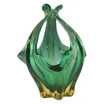 (image for) Cristallo Venezia CCC Murano Green & Amber Sommerso Glass Bowl