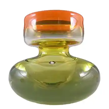 (image for) Pukeberg/Eva Englund Swedish Orange/Yellow Glass Vase - Label