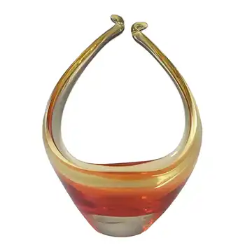 (image for) Murano Red/Amber Sommerso Glass Organic Sculpture Bowl