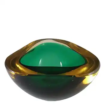 (image for) Murano Geode Green & Amber Sommerso Glass Triangle Bowl