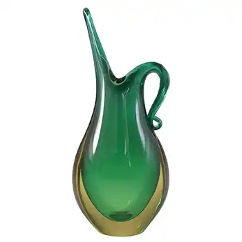 (image for) Murano Italian Green & Amber Sommerso Cased Glass Vase