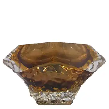 (image for) Murano Sommerso Textured Brown & Amber Glass Bowl