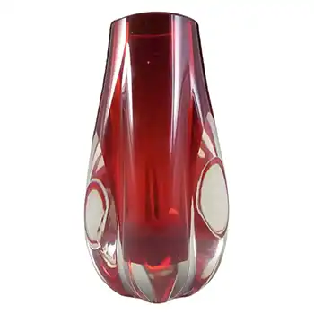(image for) Whitefriars #9727 Baxter Ruby Red Glass Lobed Vase