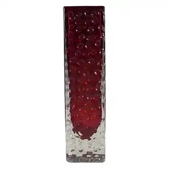 (image for) Whitefriars #9683 Baxter Ruby Red Glass 6.75" Nailhead Vase