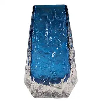 (image for) Whitefriars #9686 Baxter Kingfisher Blue Glass Textured Coffin Vase