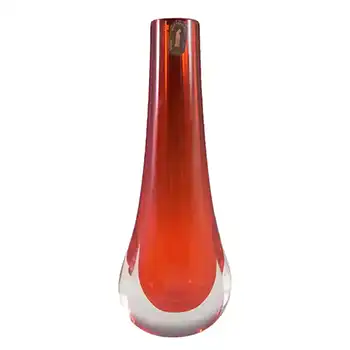(image for) Whitefriars #9571 Ruby Red Glass Teardrop Vase