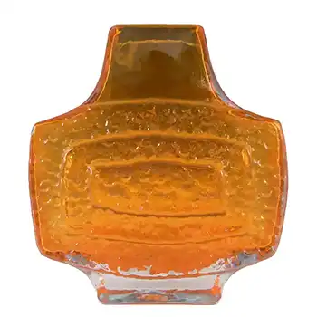 (image for) Whitefriars #9677 Baxter Tangerine Textured Glass TV Vase