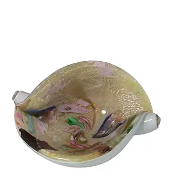 (image for) Murano Zanfirico + Aventurine Cream Tutti Frutti Glass Shell Bowl