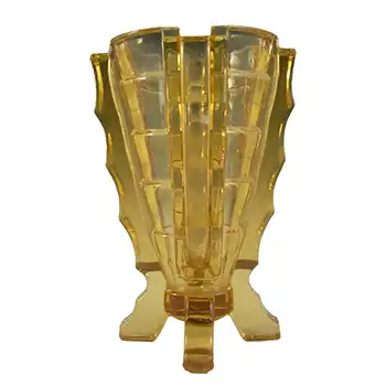 (image for) Bagley #3007 Art Deco 4.25" Vintage Amber Glass 'Bamboo' Vase