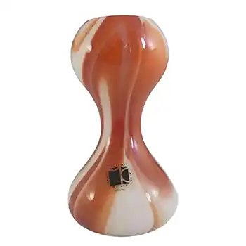(image for) Carlo Moretti Marbled Red & White Murano Glass Vase - Label
