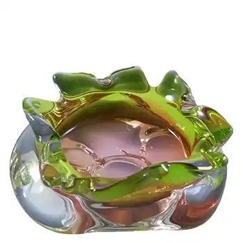 (image for) Chřibská Retro Czech Green & Orange Glass Ashtray Bowl