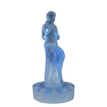 (image for) Sowerby Art Deco Frosted Blue Glass Nude Lady Figurine