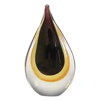(image for) Chinese Murano Style Purple & Amber Sommerso Glass Teardrop Paperweight